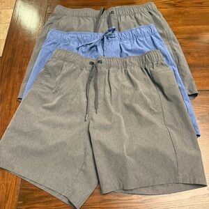 Eddie Bauer Men's Charcoal and Denim Athletic Shorts (3 pair bundle for 45$)